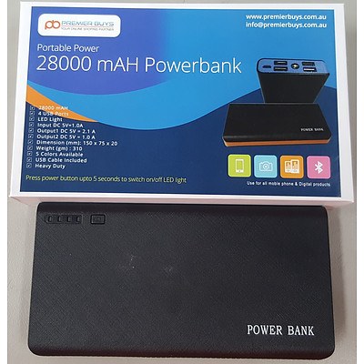 Lot of 5 Premier Buys Portable Power 28000 mAh Powerbank