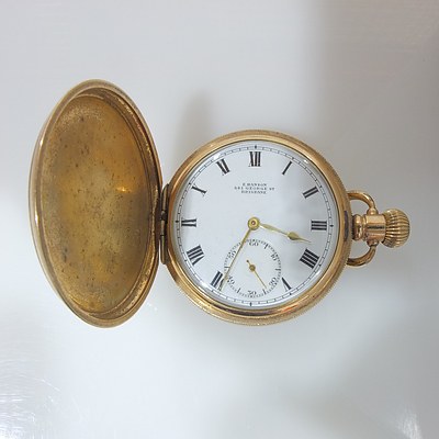 E. Hanson Pocket Watch, Gold Plate, Working