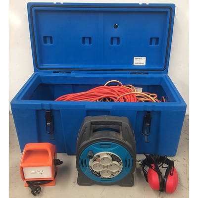 Pelican Spacecase with Various Extension Chords and Other Electrical Accessories