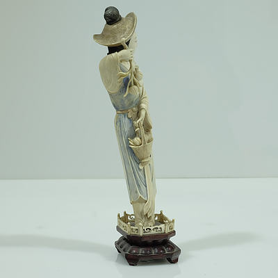 Chinese Stained Ivory Figure of a Courtesan 19th Century