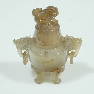 Chinese Carved Agate Censer Qing Dynasty