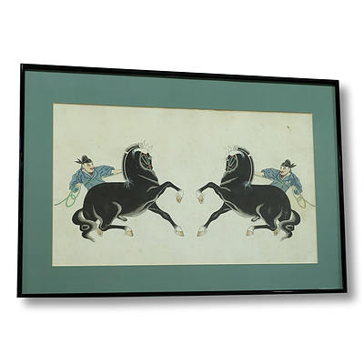 Chinese Equestrian Painting Ink and Colour on Paper