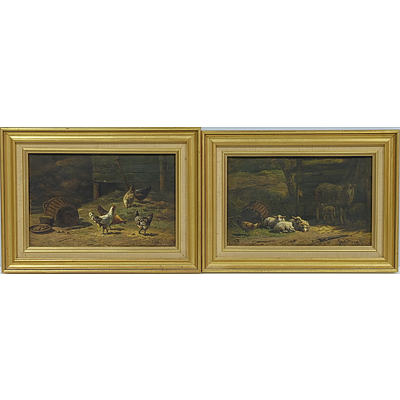 Simon van den Berg (Dutch 1812-1881) Pair of Farm Animal Scenes, Oil on Panel