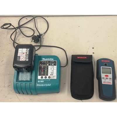 BOSCH DMF 10 Zoom Metal Detector and Makita Li-ion Battery Charger with Battery