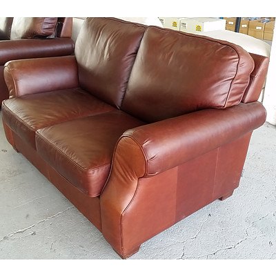 Moran Brown 2-Seater Leather Lounge