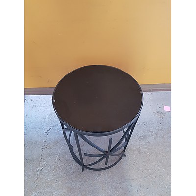 Black Metal Round Side Table