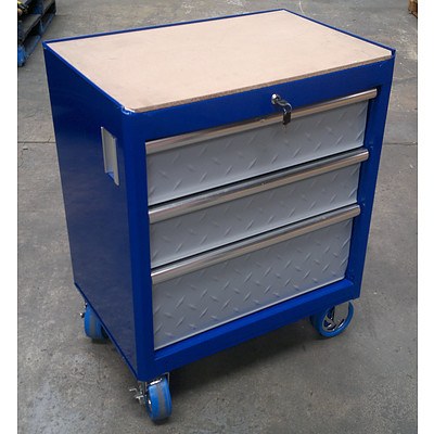 3 Drawer Blue Roller Cabinet Work Station - Demonstration Model