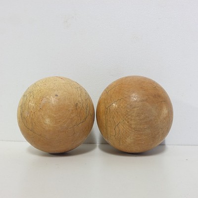 Two Ivory Pool Balls and an Assortment of Other Vintage Pool Balls