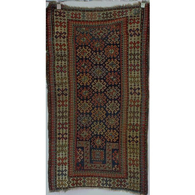 Antique Caucasian Hand Knotted Wool Pile Prayer Rug Circa 1900