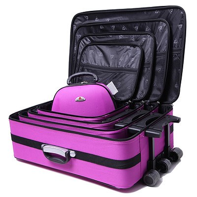 Delegate 5pc Suitcase Trolley Travel Bag Luggage Set PURPLE RRP $254.95 - Brand New