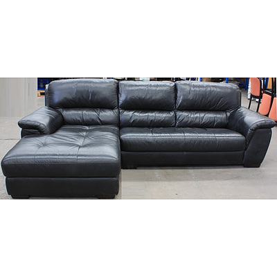 Leather Three Seater Chaise Lounge
