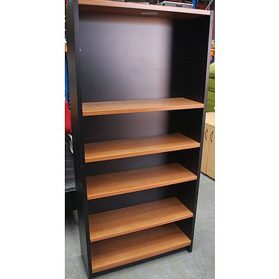 Black & Brown Laminate Bookcases - Lot of 3