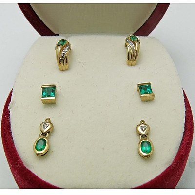 Boxed Collection of 3 9ct Gold Earrings