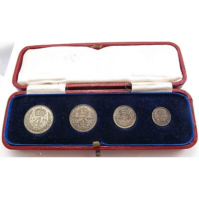 UK Maundy Set Silver Coins-penny to 4 Pence 1936