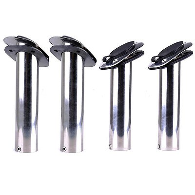 4 pieces Stainless Steel Flush Mount Boat Fishing Rod Holders with gasket Caps - Brand New