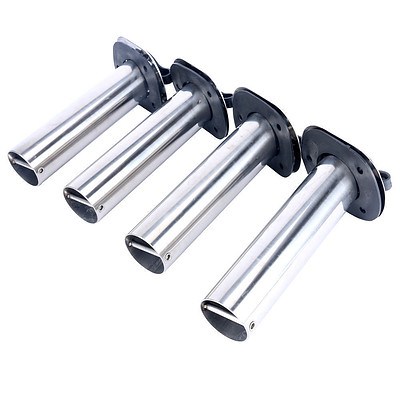 4 pieces Stainless Steel Flush Mount Boat Fishing Rod Holders with gasket Caps - Brand New