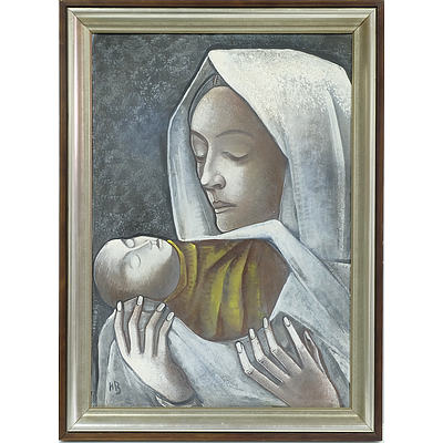 Hans Breinlinger (German Swiss 1888-1963) Madonna and Child Oil on Board