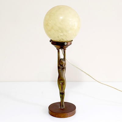 Art Deco Cast Brass Diana Lamp