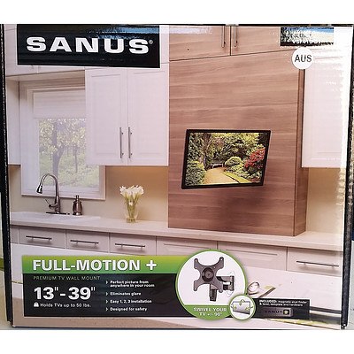 New Sanus Premium Series Full-Motion Mount For 13" - 39" flat-panel TVs up 50 lbs - RRP=$169.00