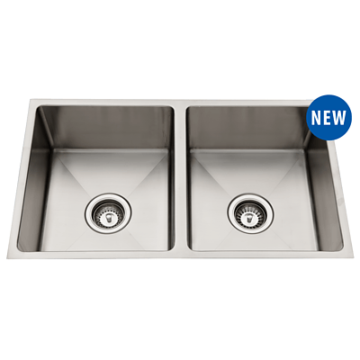 New Everhard Squareline Double Bowl Stainless Steel - RRP=$234.00