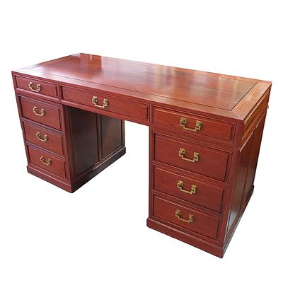 Rosewood Pedestal Desk and Chair Late 20th Century