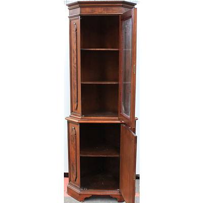 Antique Style Walnut Corner Cabinet