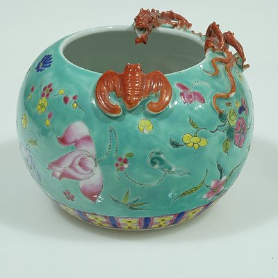 Chinese Famille Rose Dragon and Bat Vase Early 20th Century