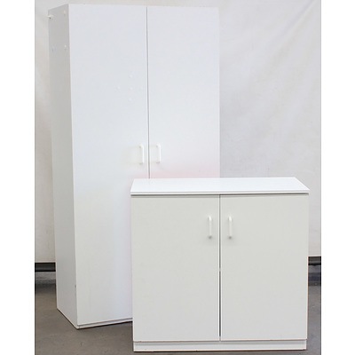 White Melamine Storage Cupboards - Lot of 7