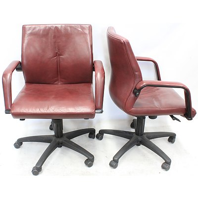 Burgtec Leather Medium Back Executive Chairs - Lot of Two