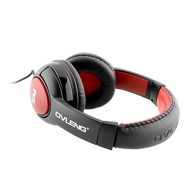 Ovleng A5 Adjustable Stereo Surround 3.5mm Earphones - Headphones for Music Phone Tablet with Mic Gaming Headset (BLACK RED) - with Warranty