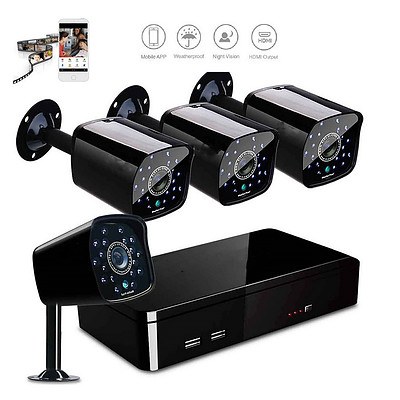 4CH 1080P HDMI DVR 1500TVL Outdoor Video CCTV Security Camera System - Brand New