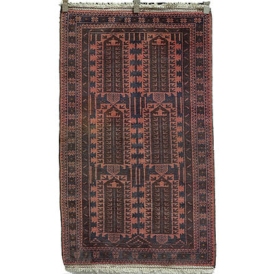 Vintage Hand Woven Wool Pile Afghan Baluch Rug
