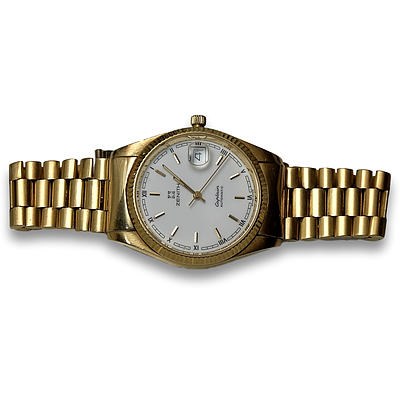 Swiss Zenith Captain Mechanical Automatic Solid 18K Gold Men's Date Wrist Watch