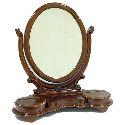 Antique English Victorian Mahogany Toilet Mirror Circa 1880