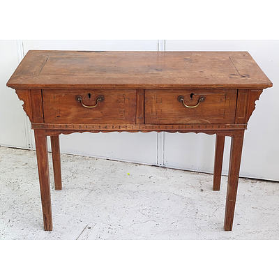 Unusual Antique Dutch East Indies Inlaid Teak Servery Table Early 19th Century