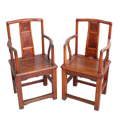 Pair of Chinese Republic Period Provincial Cyprus Armchairs