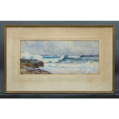 Lister, W Lister (1859-1943), Coastal Scene With Crashing Waves, Watercolour
