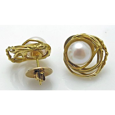 Vintage 18ct Yellow Gold Pearl Earrings