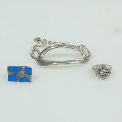 Pair of Sterling Silver Rings and a Uno De 50 Braclet