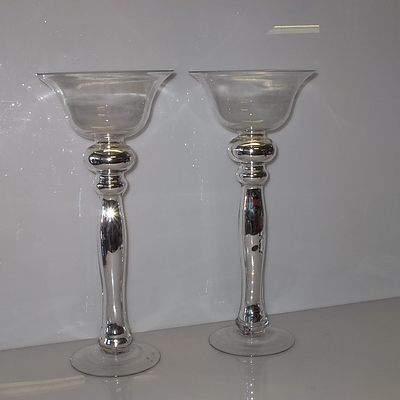 Pair of Nicholas Franton Glass Candle Stick Holders