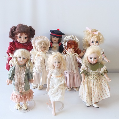 Eight Small Porcelain Dolls
