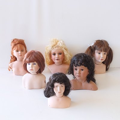 Collection of C Paul Porcelain Dolls, Doll Parts, Stands and Other Accessories