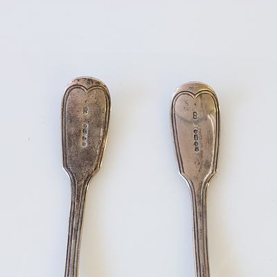 Pair of Victorian Sterling Silver Fiddle and Thread Pattern Sauce Ladles