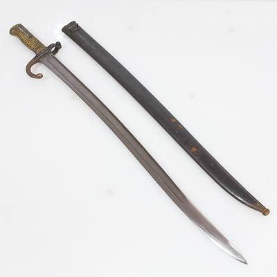 French M1866 Chassepot Bayonet and Scabbard, with Yataghan Blade Circa 1874