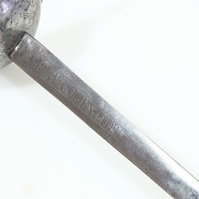 Antique Cup Hilt Sword Blade Engraved Enriche Col Espadeiro Dereyem Alemanha
