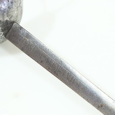 Antique Cup Hilt Sword Blade Engraved Enriche Col Espadeiro Dereyem Alemanha