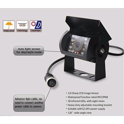 Digital Reversing Camera Kit with 7-inch Monitor and 2 x IR Cameras