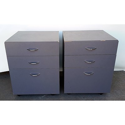 Laminate Three Drawer Filing Cabinet - Lot of 2