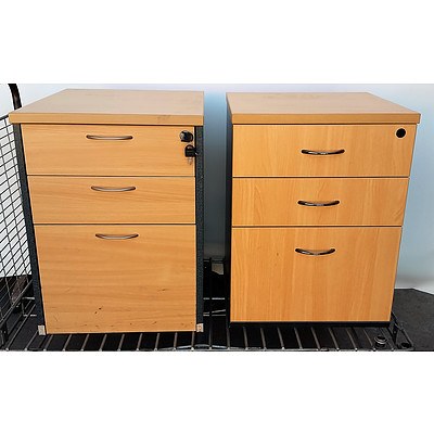 Laminate Three Drawer Filing Cabinet - Lot of 2
