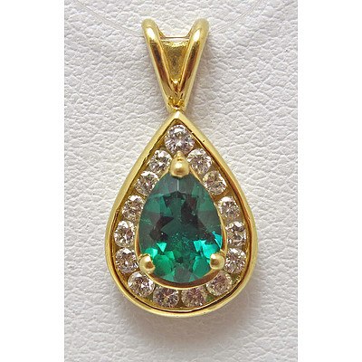 18ct Gold Gilson Emerald & Diamond Pendant